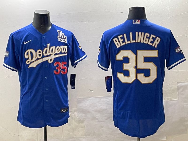Men Los Angeles Dodgers #35 Bellinger Blue Gold Elite 2025 Nike MLB Jersey style 8->los angeles dodgers->MLB Jersey